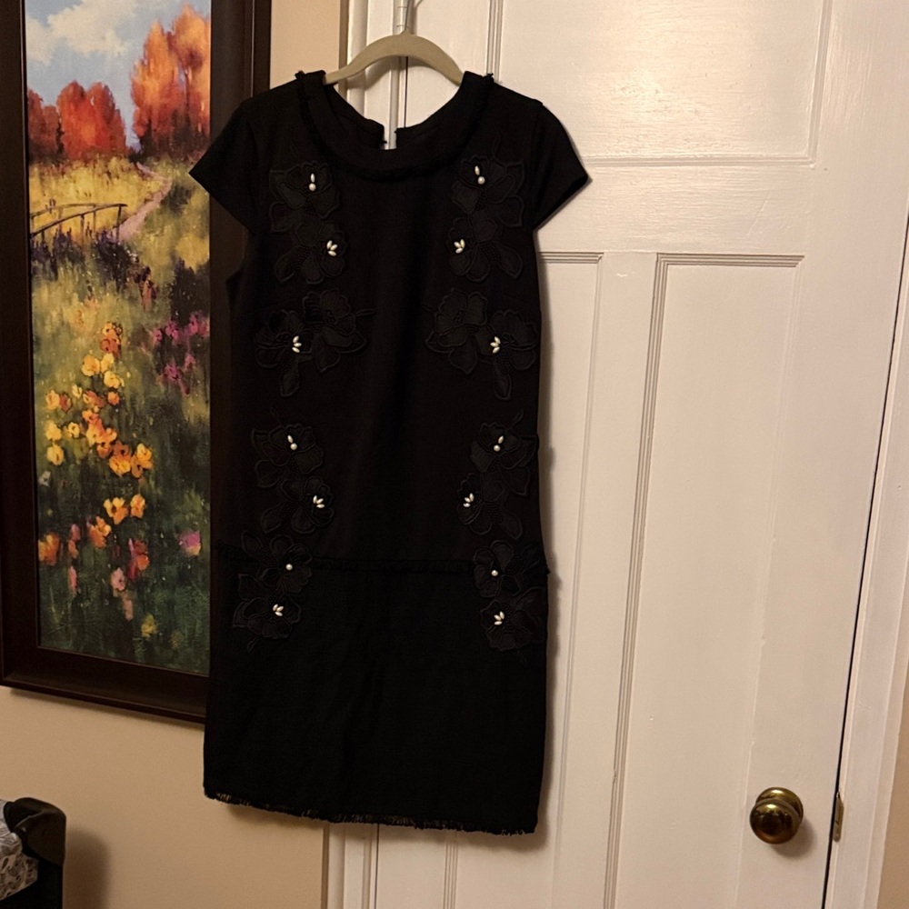 Karl Lagerfeld Black Dress with Floral Appliqué